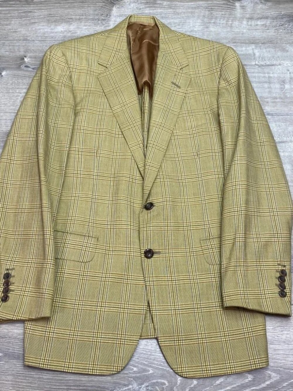 Oxxford Clothes Manhattan II N2 Blazer Men's‎ 40R Gossamer Grain Wool Plaid USA